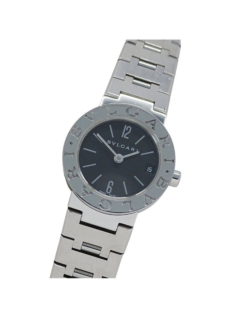 Bvlgari Watch Date Quartz Stainless Steel Silver Black Round
